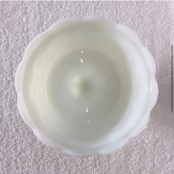 Vintage Indiana Quilted White Milk Glass Pedestal Bowl  Compote Candy Dish - Picture 5 of 14